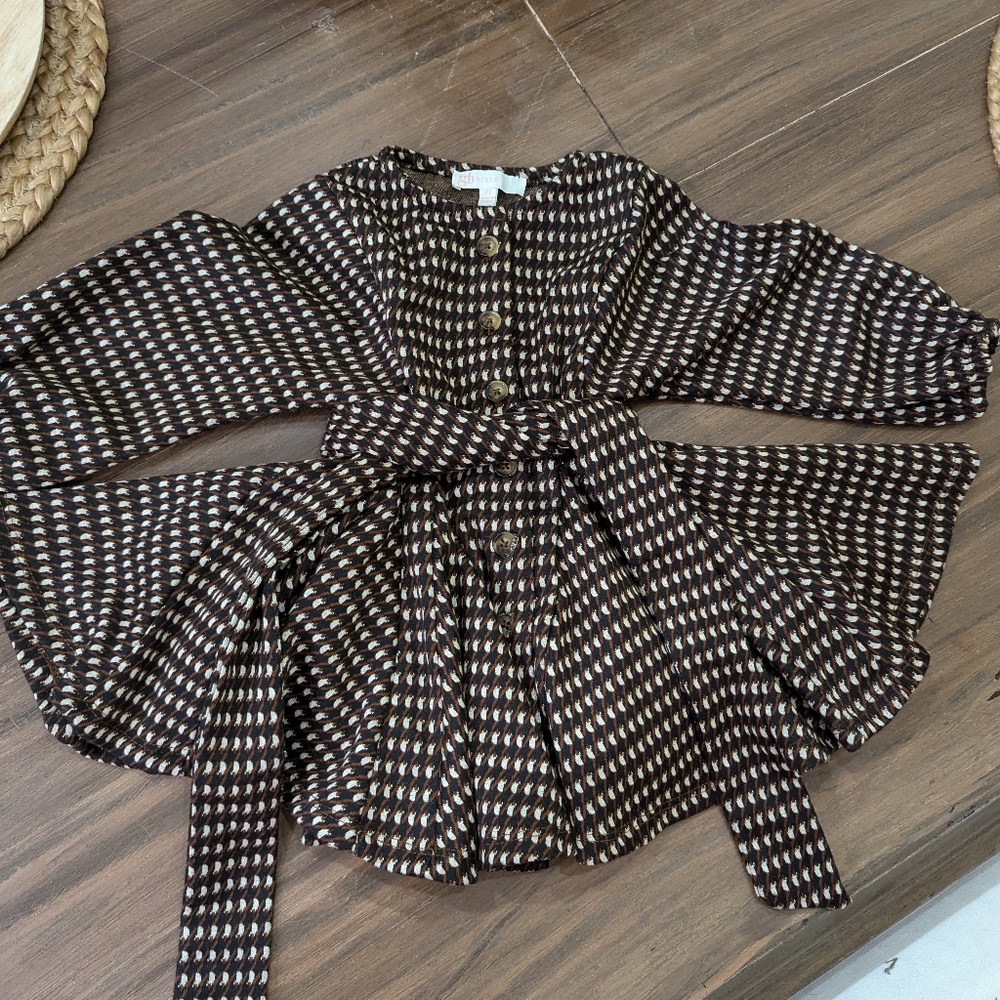 GB girls dress brown black and white size 2 t like new